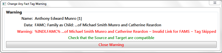 Warning Message Warning Message
