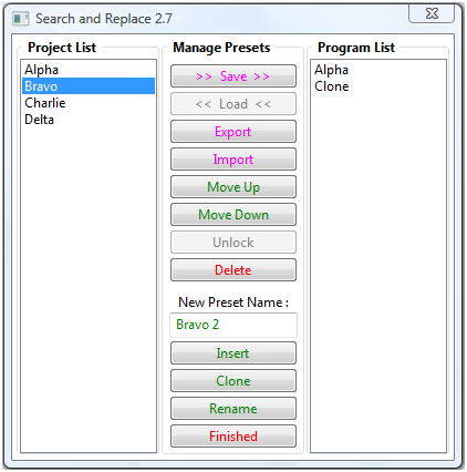 Manage Presets