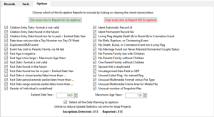 Options tab Report Settings Options tab Report Settings